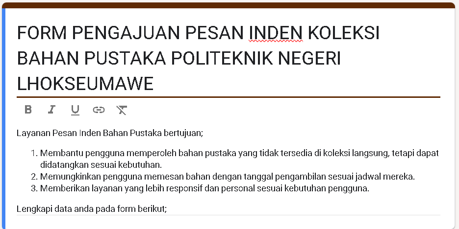 Layanan Pesan Inden Koleksi Bahan Pustaka